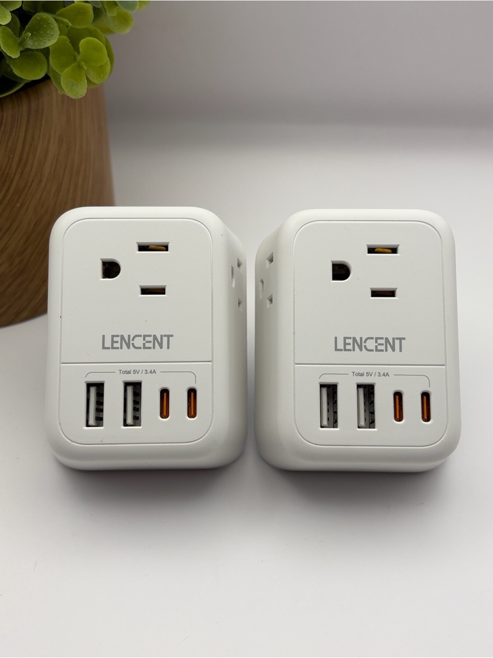 2-Pack Lencent Foldable Dual USB Type C European Travel Plug Adapter, PA050USEU
